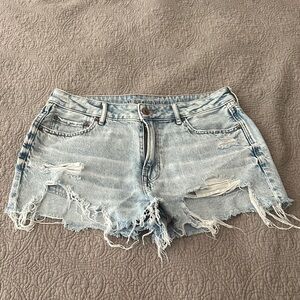 Distressed American Eagle Light Blue Jean Shorts